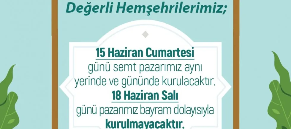 Belediyeden Halk Pazarı Duyurusu!