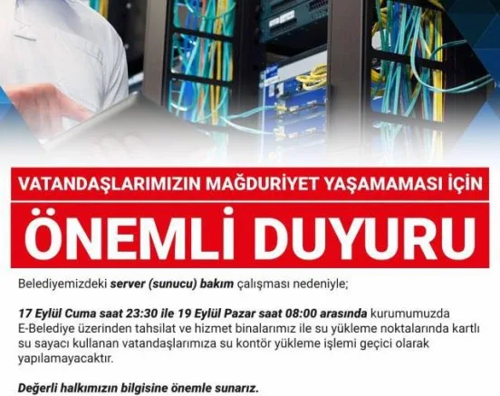 Belediyeden Önemli Duyuru!