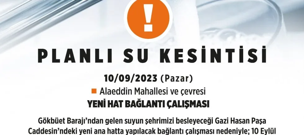 Belediyeden Su Kesintisi Duyurusu