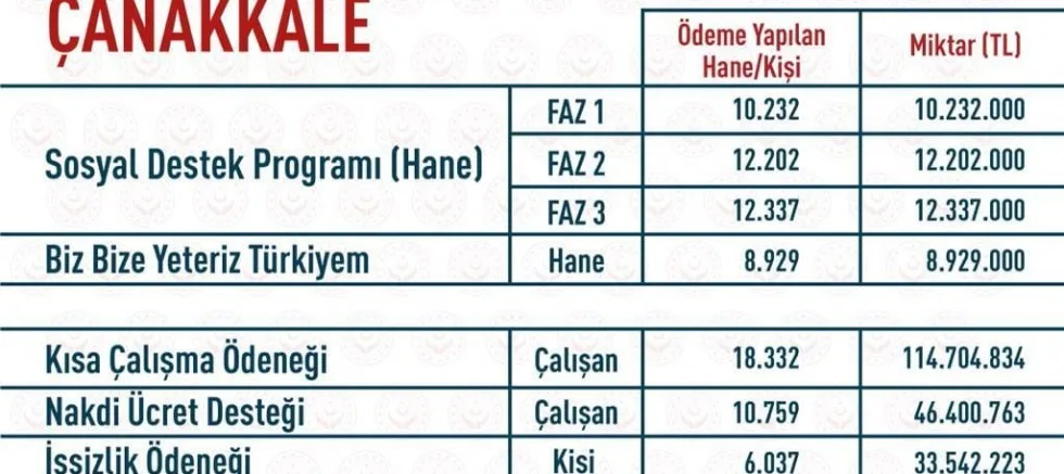 ‘Çanakkale’ye 253 Milyon Liralık Yardım Yapıldı’