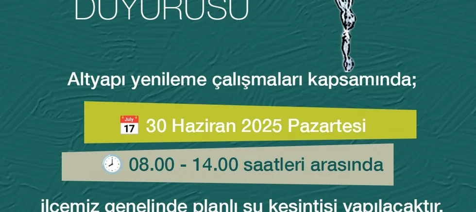 Planlı Su Kesintisi Yaşanacak