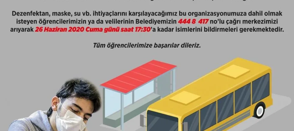 YKS’ye Girecek Öğrencilere Belediyeden Ulaşım Desteği